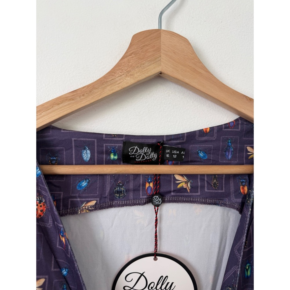 Dolly and Dotty Navy Bug Collection Matilda Wrap Dress – Size USA 12 – NWT - Picture 2 of 4
